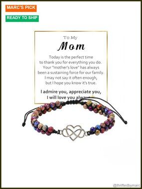 Infinity Love Heart Bracelet Adjustable Natural Beaded Stretch Bracelet